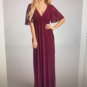 Show Me Your Mumu Emily Maxi Dress Merlot Chiffon
